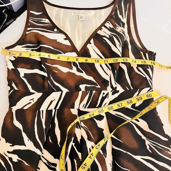 Banana Republic Silk Zebra Print Sleeveless Dress Size 4 Petite Brown Cream - Picture 5 of 8